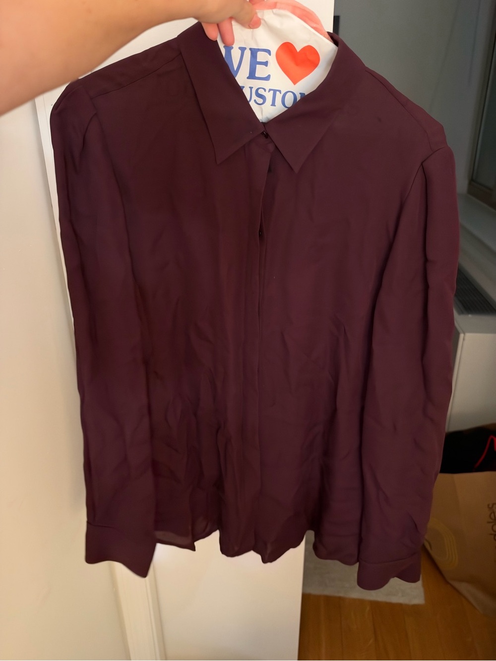 Theory silk Button-Down Shirt in Deep Plum
